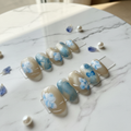 Blue Floral Press-On Nails