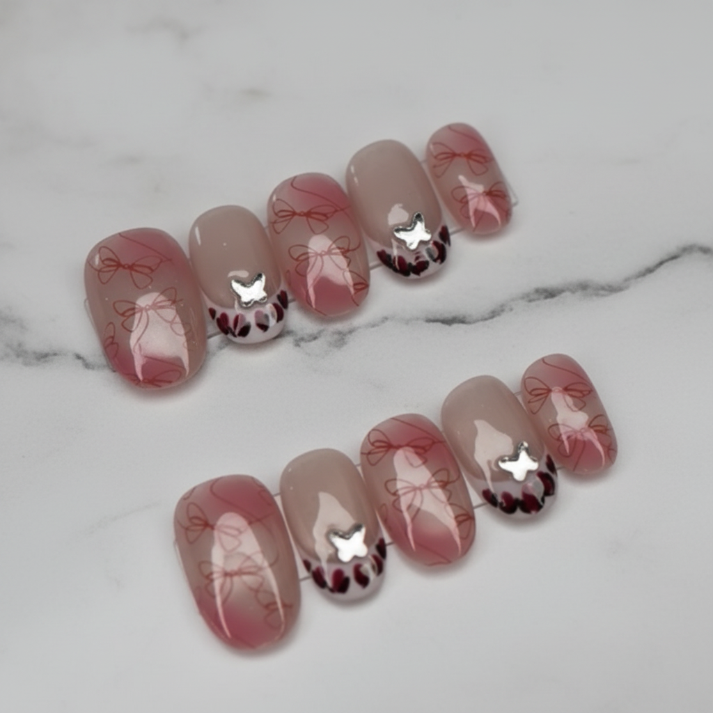 Bow & Butterfly Press-On Nails