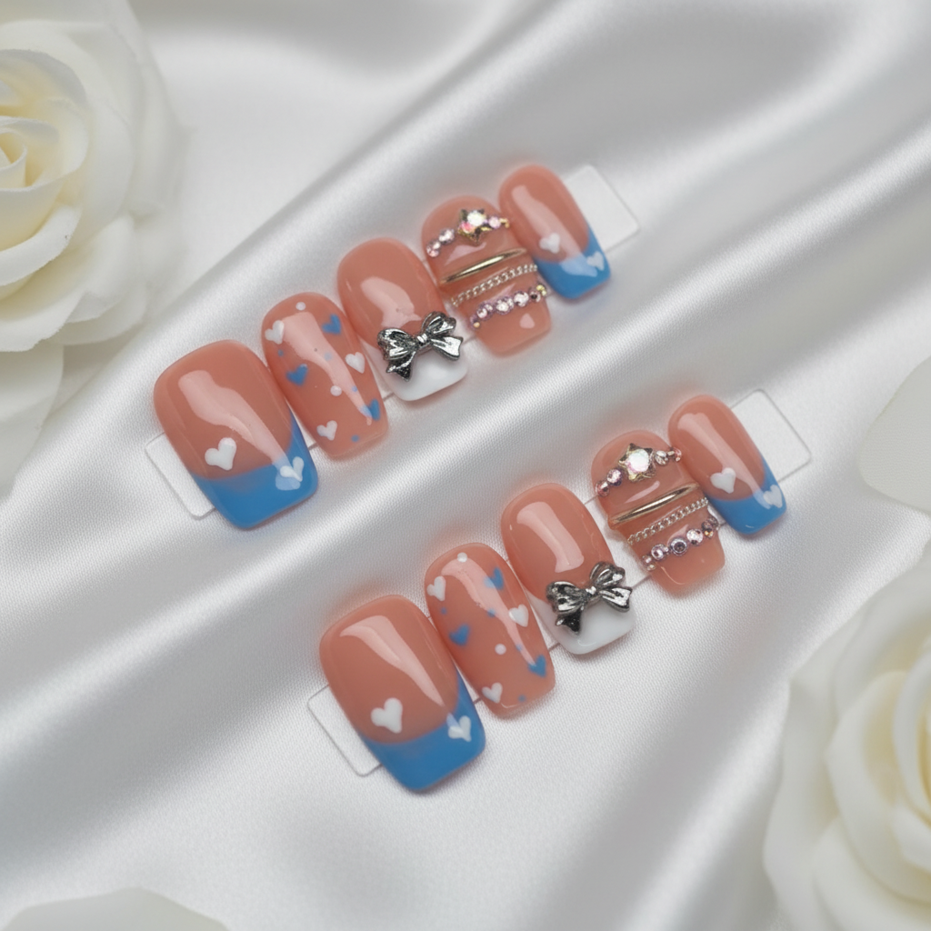 Clay & Blue Ombre Press-On Nails