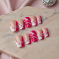 Hot Pink Floral Rhinestone Press-On Nails Product Image