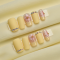 Matte Butter Yellow 3D Floral Press-On Nails
