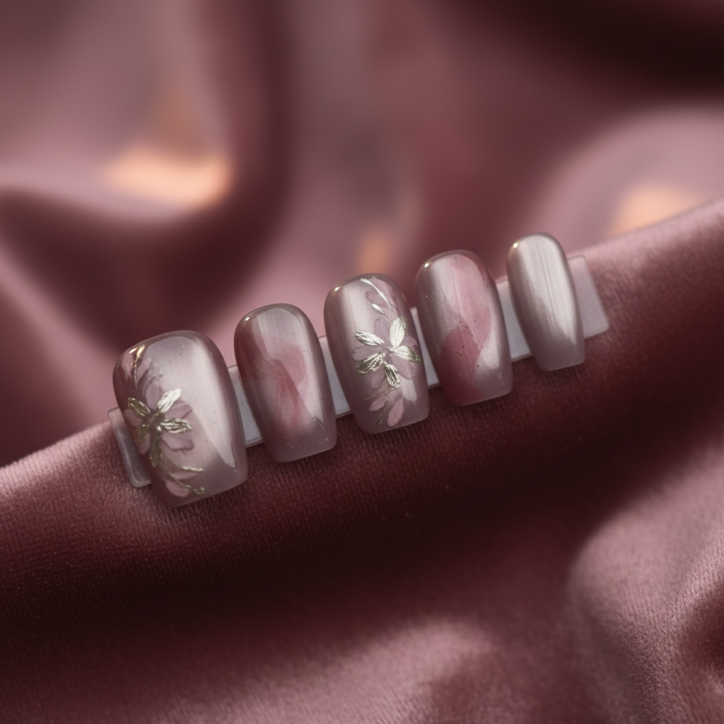 Mauve Cat-Eye Dragonfly Press-On Nails