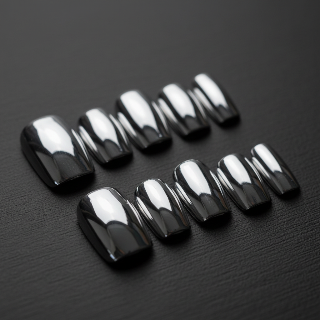 Mirror Chrome Silver Press-On Nails