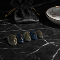 Smoky Blue & Gold Wire Art Press-On Nails