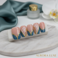 Teal Blue Gold Botanical Press-On Nails Product Image